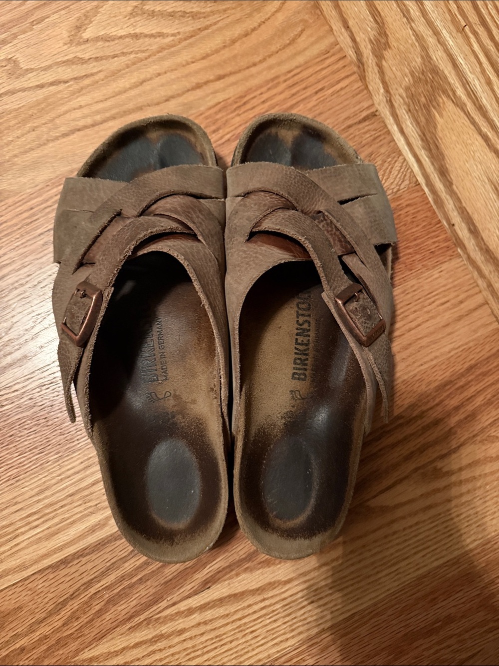 Birkenstock Brown Suede Crossover Strap Sandals